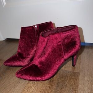 Old Navy Rich Burgundy Velvet Ankle Booties
